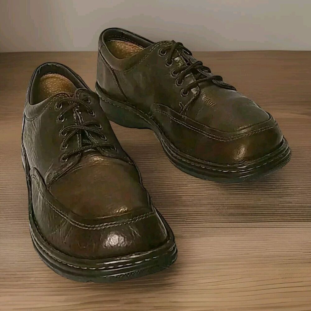 Børn Oxford Pebbled Leather Square Toe Casual Lace Up Brown Men's Size 10.5